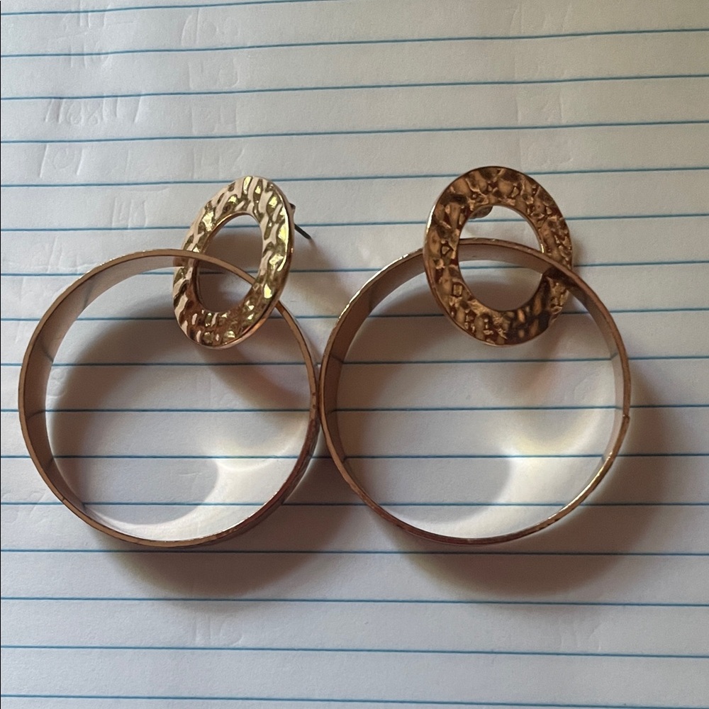 Free People Gold Textured Hoop Earrings. Nice condition. Have backs. Sanitized.